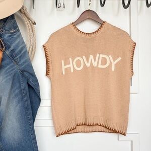 Tan Howdy Stitch Sweater top